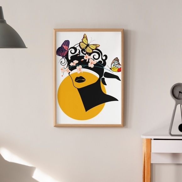 Modern Wall Art Print Butterfly Girl Unframed - Picture 7 of 12